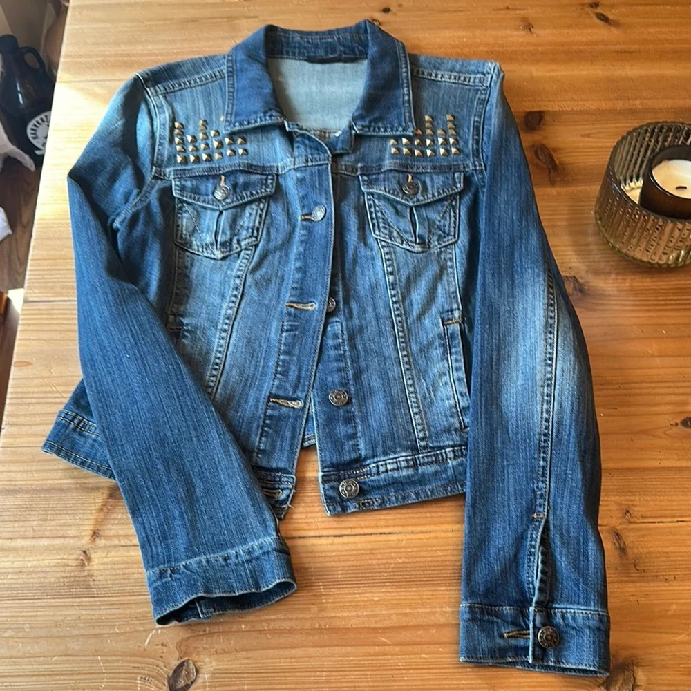 Women’s a.n.a Studded Denim Jacket - Picture 3 of 11